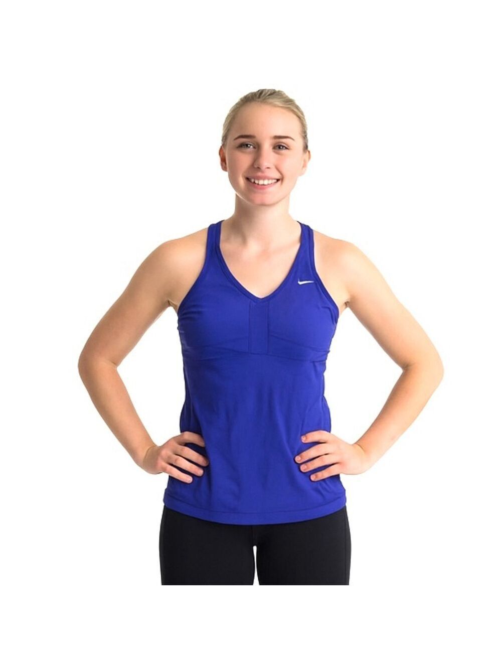 NIKE Bright Royal Blue Dri-FIT Athletic Tank Top Racerback Integrated Bra M